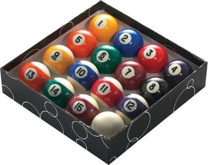 PowerGlide poolballen set - multicolor hars 57,2 mm voor pooltafel.