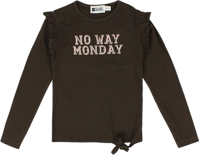 No Way Monday-Girls T-Shirt ls-Brown - Maat 98