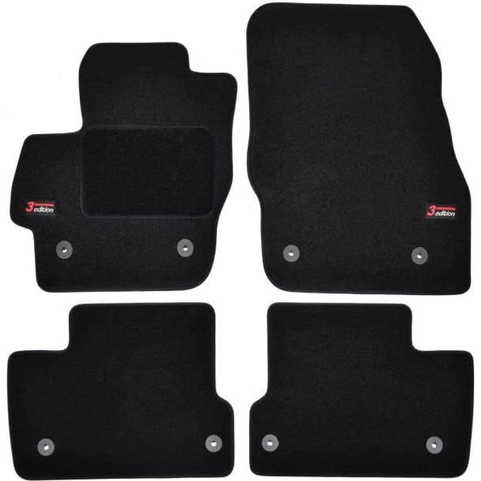 Vloermatten - Logo - Mazda 3 - Zwart Velours - 4 stuks - Nauwkeurige pasvorm