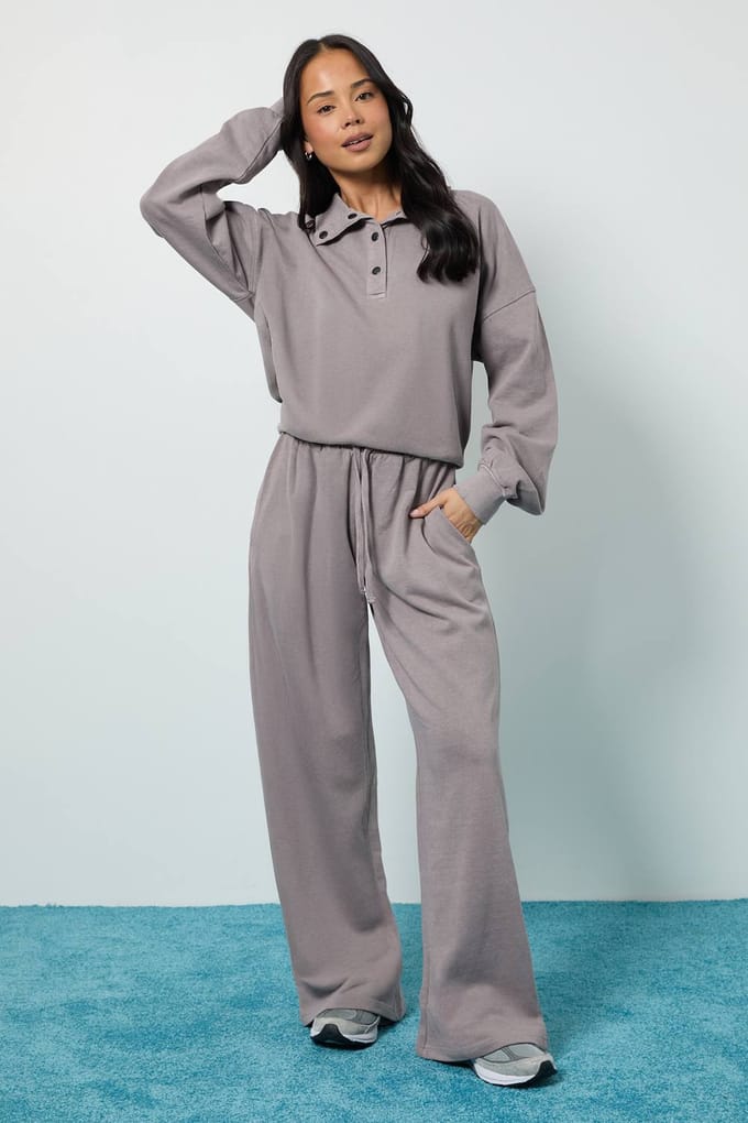 boohoo Dames Gewassen Funnel Neck Sweatshirt Trainingspak | Grape | Maat: Small