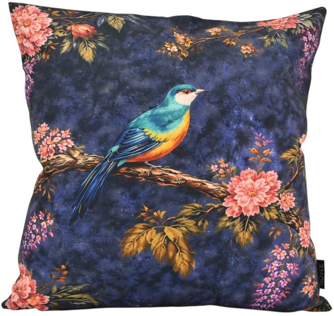 Midnight Blossom Birds #1 Kussenhoes | 45 x 45 cm | Katoen/Polyester