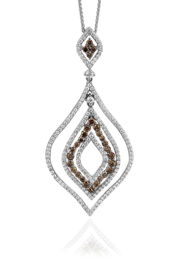 Orphelia Silver 925 Zh-7043 Pendant With Chain White/Brown Zirconium