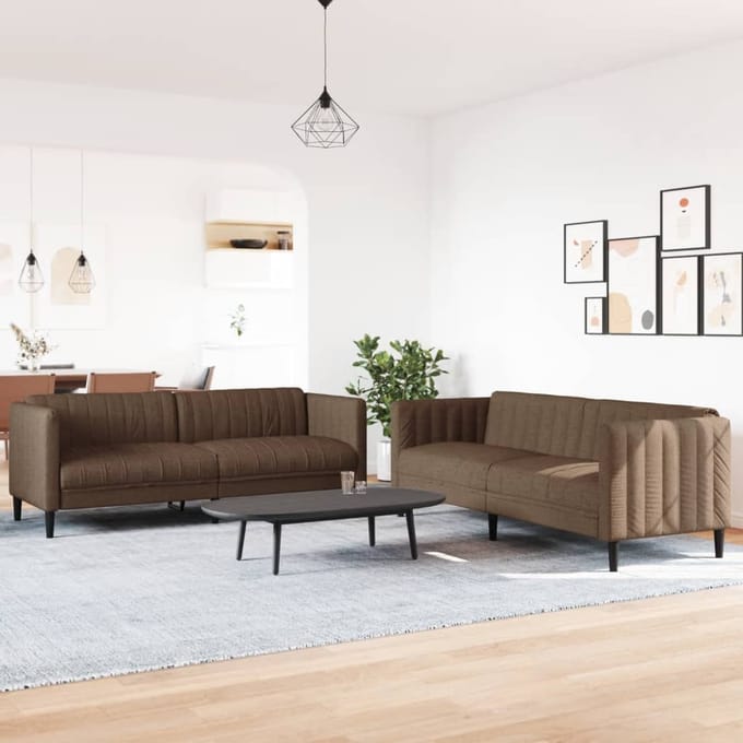 vidaXL - 2-delige - Loungeset - stof - bruin