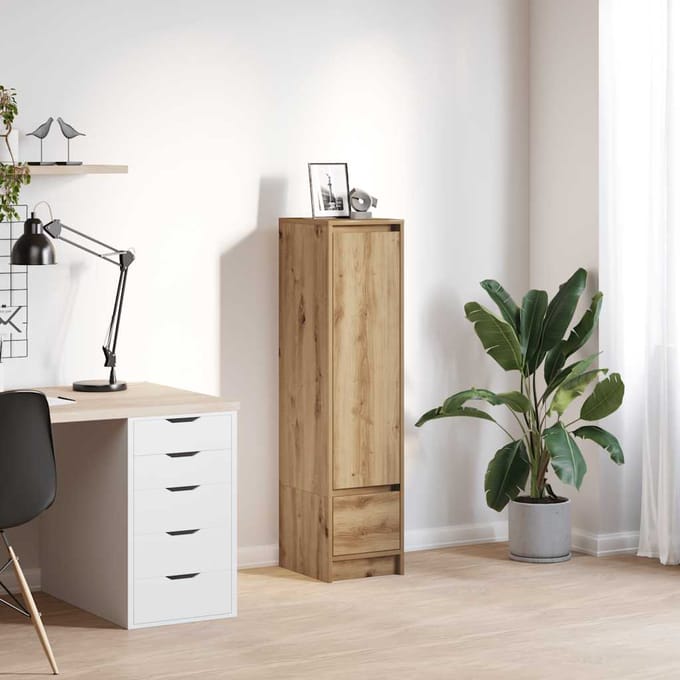 vidaXL - Highboard - 29,5x34x119,5 - cm - spaanplaat - eikenkleurig - eikenkleurig