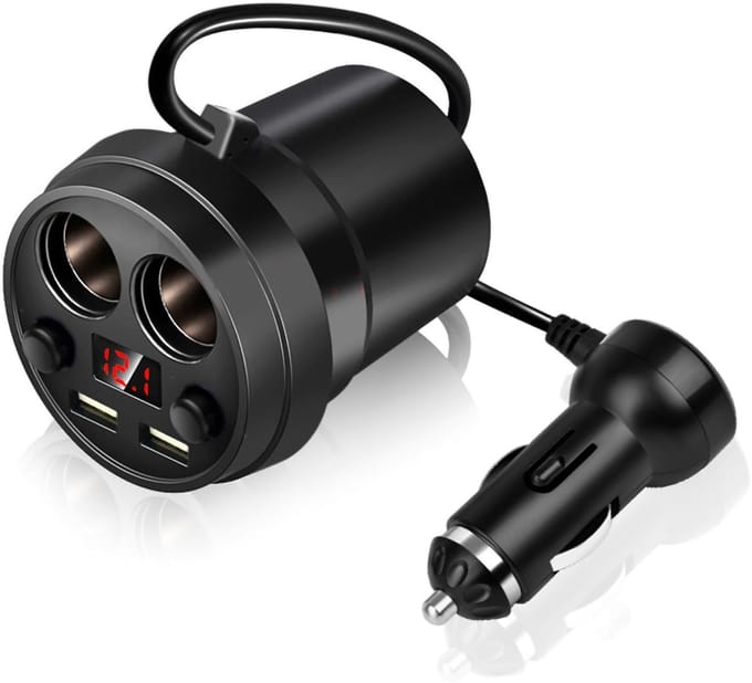 Allecto - Autolader - Dubbele USB-bekerhouder - Snellaadtechnologie - 3,1 A - Spanningsbewaking - Geschikt voor de auto - Compact formaat