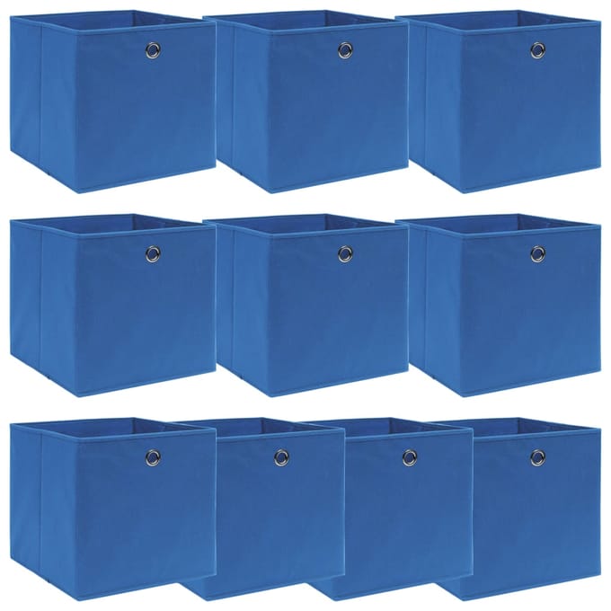 vidaXL - Opbergboxen - 10 - st - 32x32x32 - cm - stof - blauw