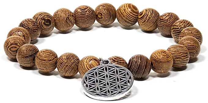 Mala/armband Wengéhout Elastisch met Bloem de Levens