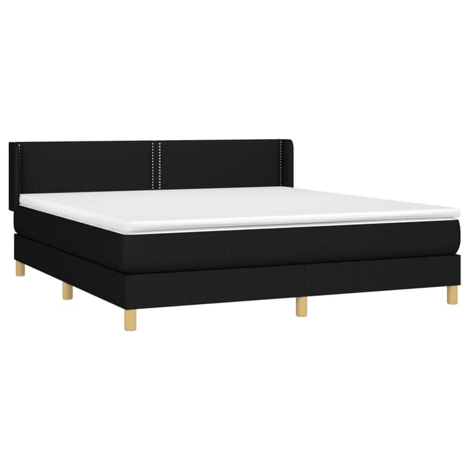 vidaXL - Boxspring - met - matras - stof - zwart - 180x200 - cm