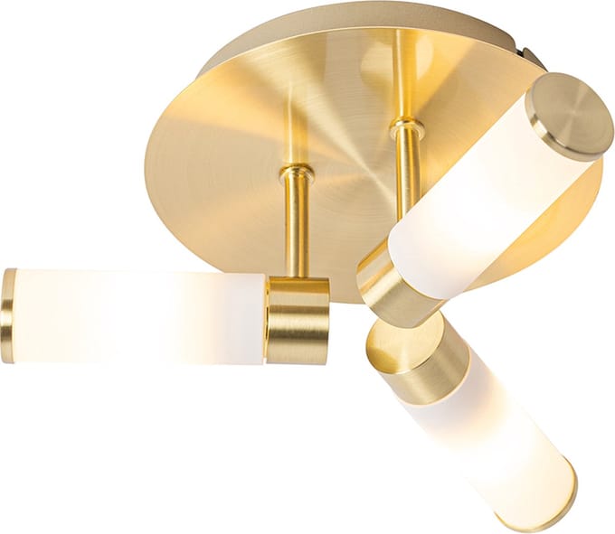 QAZQA bath - Moderne Plafondlamp - 3 lichts - Ø 28.5 cm - Goud/messing - Buitenverlichting
