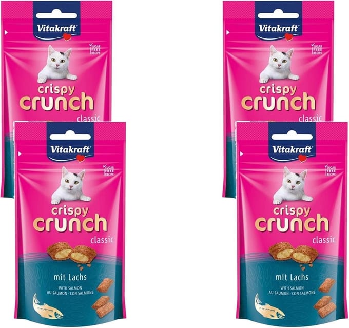 Vitakraft Crispy Crunch 60 g - Kattensnack - 4 x Zalm
