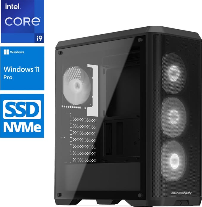 ScreenON - Creator - Intel Core i9 - 2TB NVMe SSD + 4TB HDD - 64GB RAM - RTX 4070Ti - MultimediaPC.M732033 - Wifi & Bluetooth - Cardreader