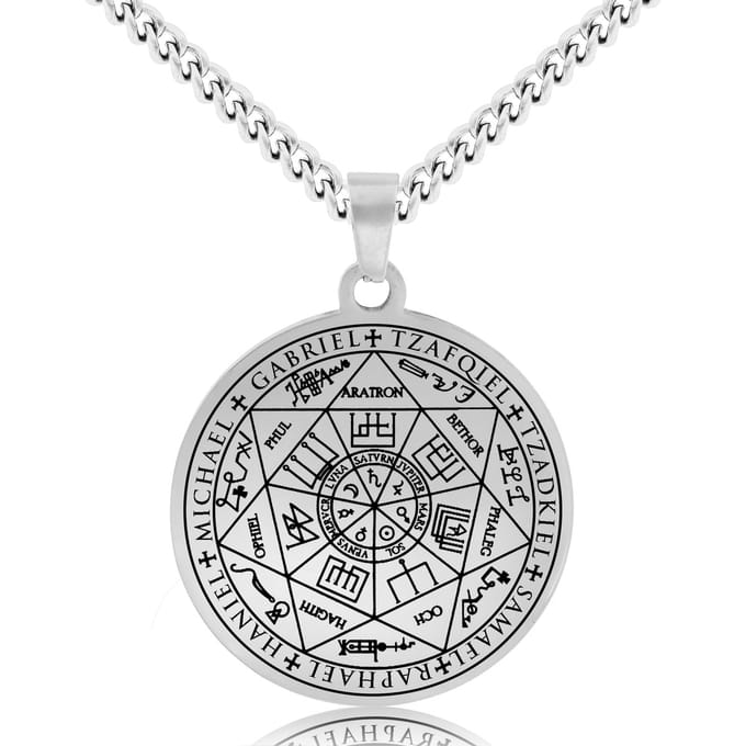 Beschermengelen Ketting Zilverkleurig - 7 Engelen Talisman / Medalion - Aartsengel - Engelen Hanger - 60cm