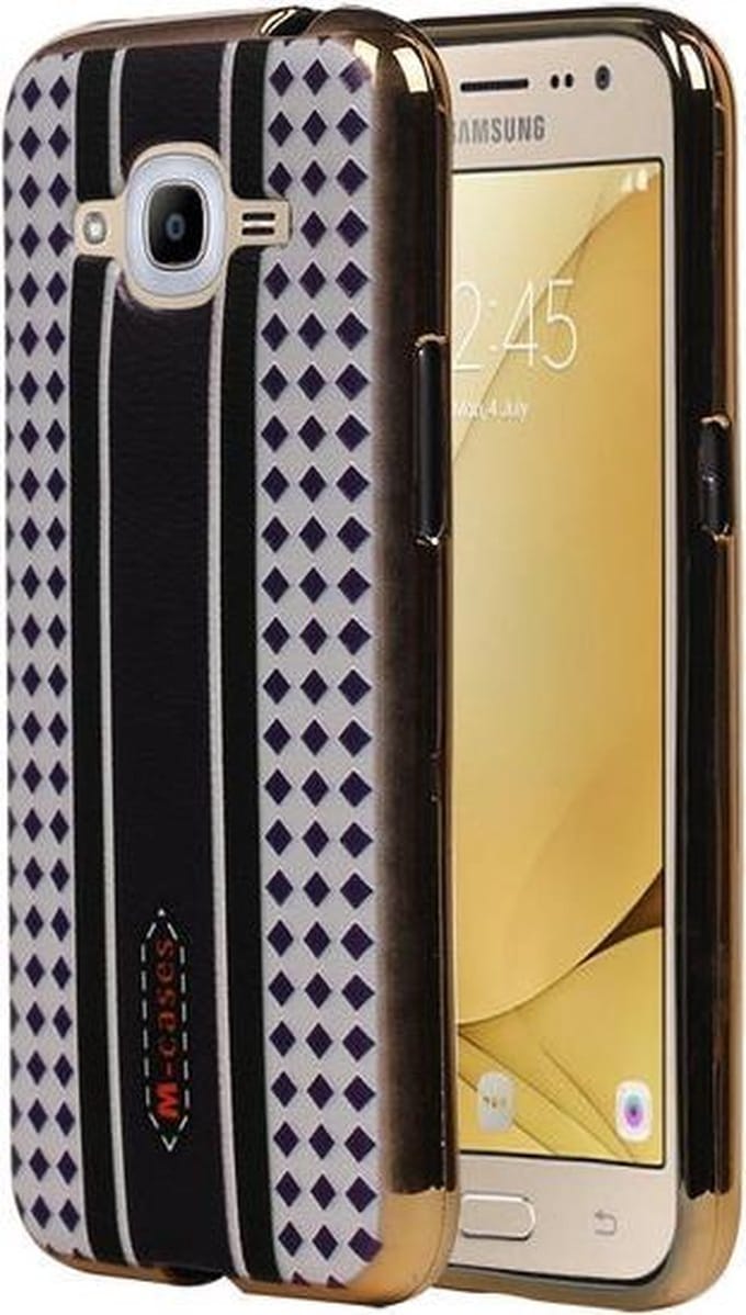 M-Cases Bruin Paars Ruit Design TPU back case hoesje voor Samsung Galaxy J2 2016
