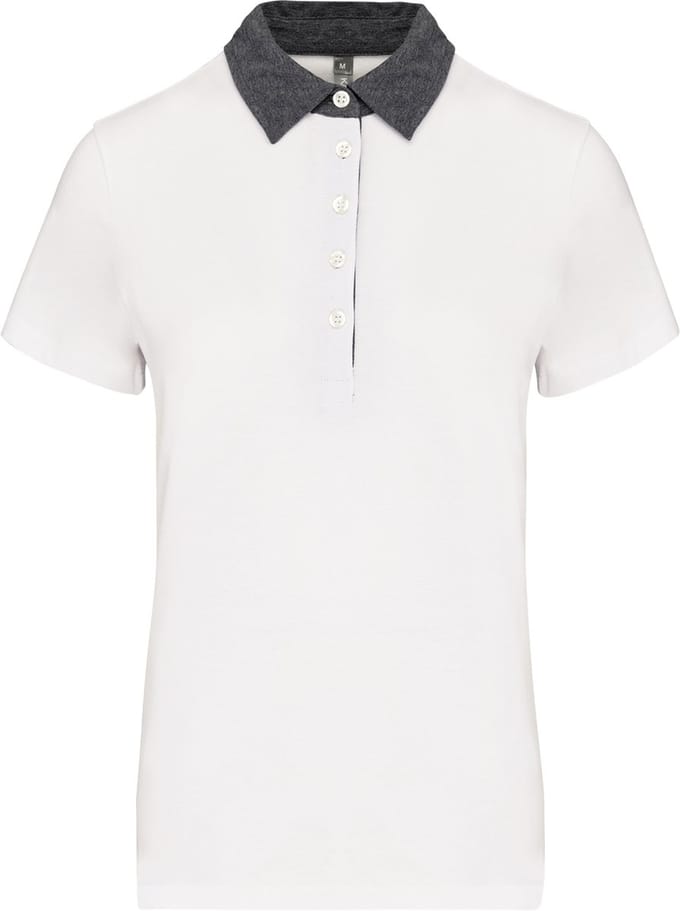 Kariban Tweekleurige damespolo jersey K261 - White / Dark Grey Heather - M