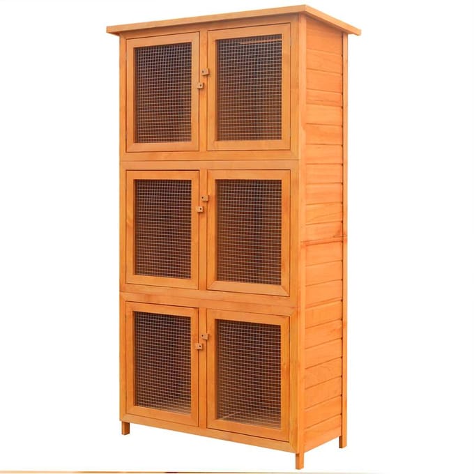 vidaXL - Dierenhok - 6 - kamers - hout