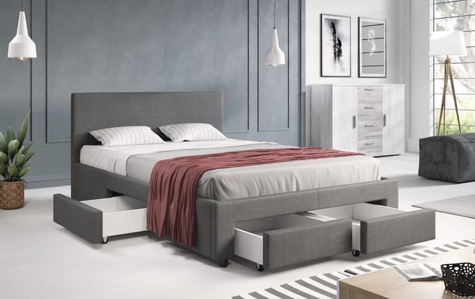 Meubella - Tweepersoonsbed Suente - Grijs - 140x200 cm