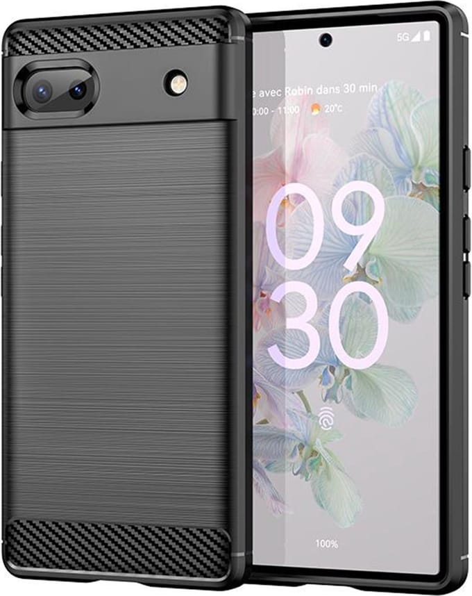 Hoesje geschikt voor Google Pixel 6a - Techsuit Carbon Silicone Back Cover - Zwart