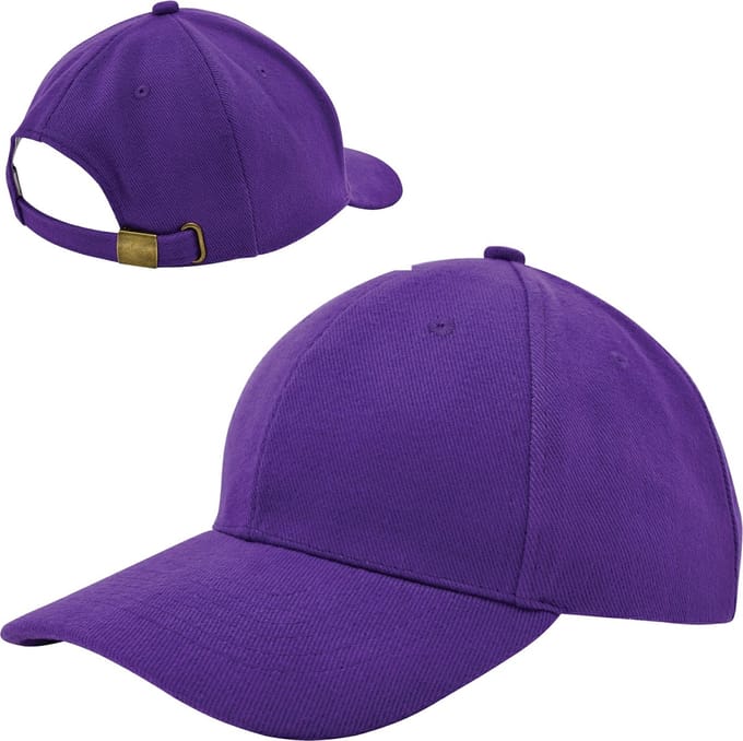6 Panel Cap van zwaar geborsteld katoen met koperen bucklesluiting - Paars