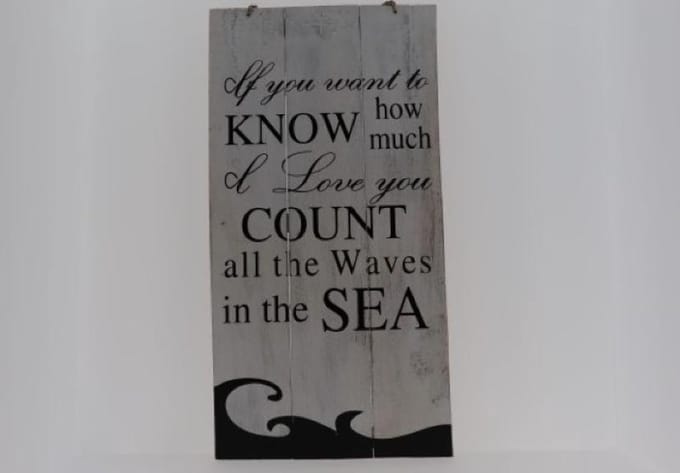 Tekstbord Waves 30x60 cm hangemaakt van hout