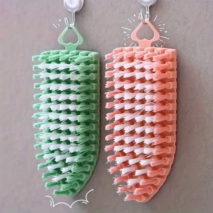 1 stuks Herbruikbare Gebogen Schoonmaakborstel - Duurzame Plastic Multi-Oppervlakte Schrobborstel, Multifunctionele Reiniger, Geschikt Voor Badkamer 1Pcs groen