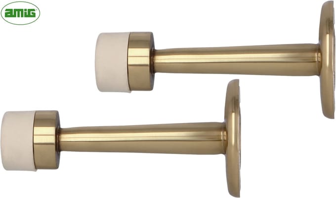 AMIG Deurbuffers Messing - Set van 2 Stuks - Wandmontage - Luxe Deurstoppers - 73mm Lang
