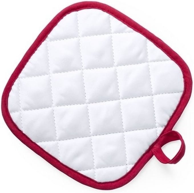 Pannenlap - wit/rood - 17 x 17 cm - Koken - Pannenlappen - ophanglus