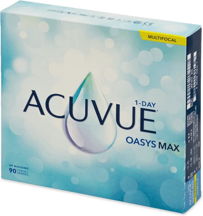 Acuvue Oasys Max 1-Day Multifocal (90 lenzen) Sterkte: -7.25, BC: 8.40, DIA: 14.30, ADD sterkte: +1.25 LOW