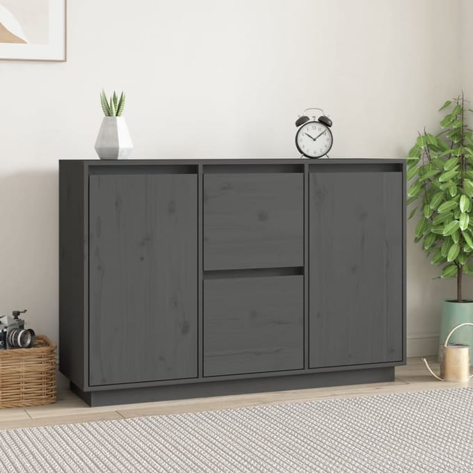 vidaXL - Dressoir - 111x34x75 - cm - massief - grenenhout - grijs