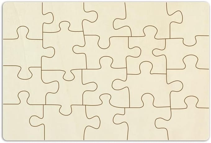 Houten Puzzel - Blanco Puzzel - Zelf Ontwerpen - Onbehandeld Multiplex - 20 Delen 29x19.5cm