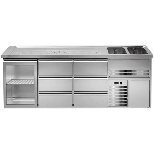 GGM Gastro Biertheke Premium PLUS - 2500x700mm - 1 Glastür & 6 Schubladen