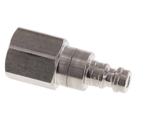 RVS DN 5 Luchtkoppeling Insteeknippel G 1/4 inch Binnendraad Double Shut-Off - CLP5-F-S-SV-014