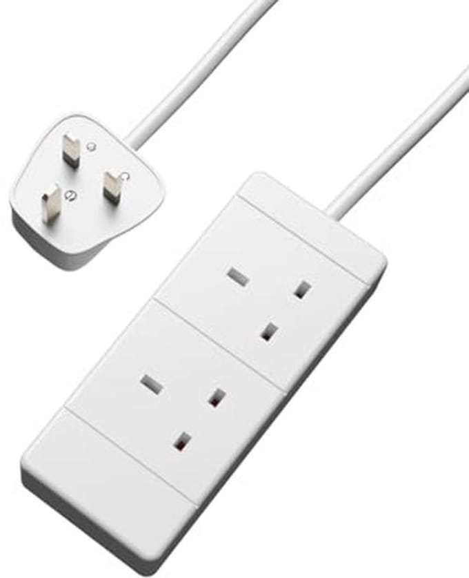 Verlengsnoer 2 GANG Met 13 AMP Stekker - Verkrijgbaar in Diverse Lengtes