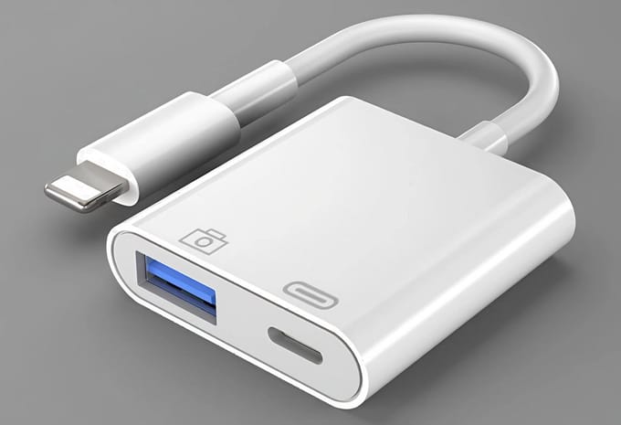 OTG-hub met enkele USB-poort - Lightning-naar-USB-adapter met oplaadpoort - USB 3.0
