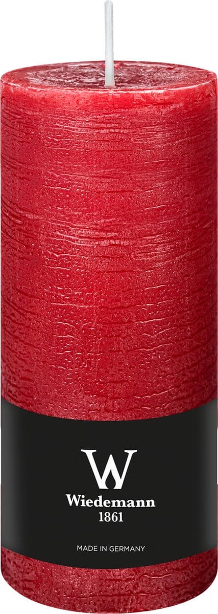Wiedemann Cilinderkaars/stompkaars - rustieke kaars - rood - 7 x 16 cm - 66 branduren