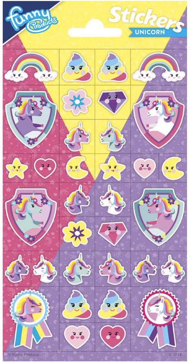 1 vel papieren stickers, eenhoornbadges