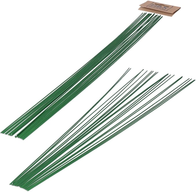 HBX Natural Living Binddraad/wikkeldraad - 40x st - groen - 400 mm x 1 mm - hobbydraad/bloemendraad