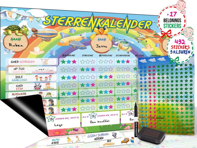 Brute Strength - Magnetisch Beloningssysteem (48) - A3 - Beloningskalender - Planborden - Weekplanner kind - Zindelijkheidstraining - Dagplanner