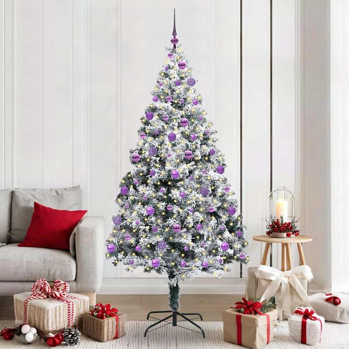 vidaXL - Kunstkerstboom - Wit - 210 - cm - PVC - en - Staal - en - Kunststof