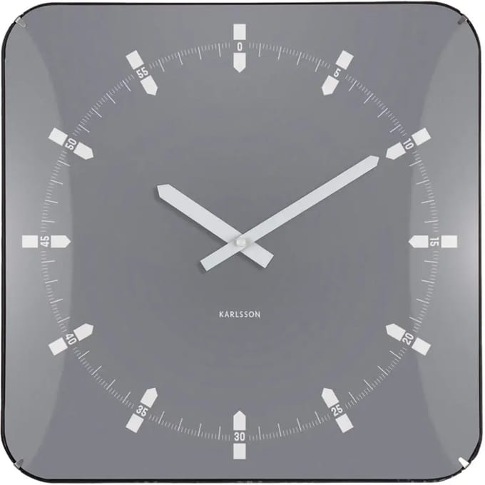 Karlsson Wandklok Sucinto Dome Square - Grijs - 35x35x35cm - Wandklok Modern