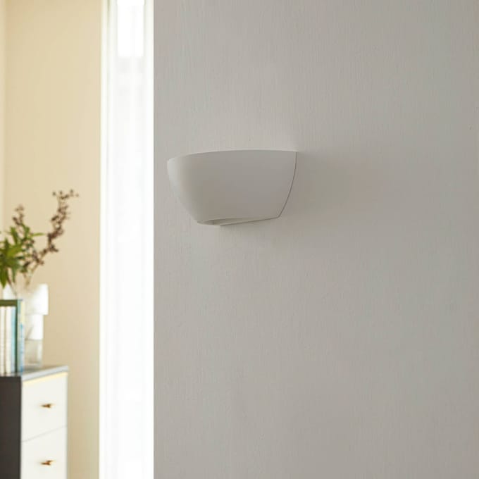 Lindby - wandlamp - 1licht - Gips - H: 9.5 cm - E14 - wit