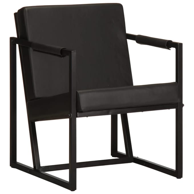vidaXL - Fauteuil - echt - leer - zwart