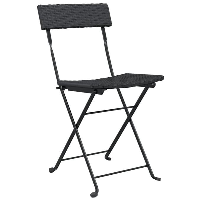 vidaXL - Opklapbare - stoelen, - 4 - stuks, - zwart, - van - polyrotan - en - staal.