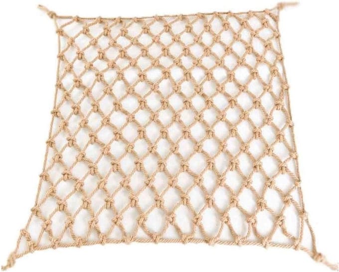 Veiligheidsnet Touw - Decoratief Net - Bescherming Kinderen - Handgeweven Stevig Net - 1x1m - Hennep
