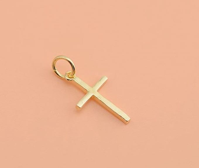 Hanger fijn kruisje goud plated.
