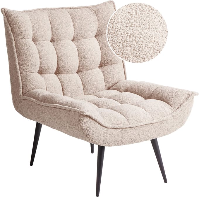 ALVESTA - Fauteuil - Beige - Bouclé