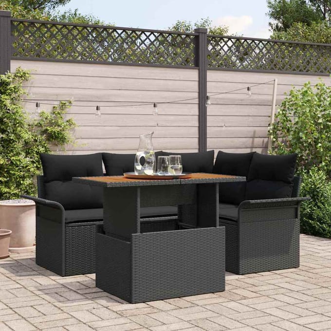 vidaXL - Tuinbank - Set - 5 - st - Zwart