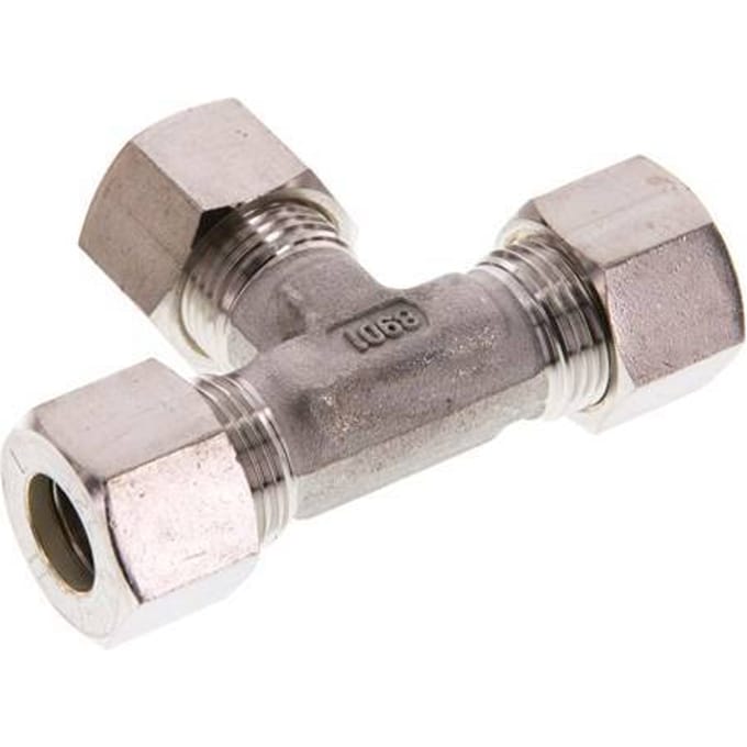 12L RVS T-stuk Knelfitting 315 Bar DIN 2353 - FL3T-O-ST-12-L