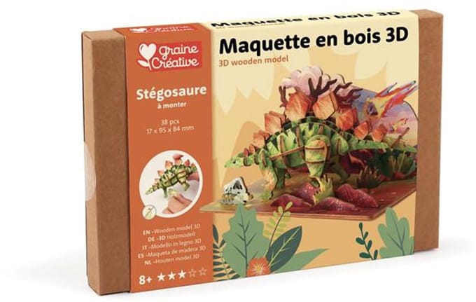 Graine Creative houten puzzel Stegosaurus 3D speelgoed dino.