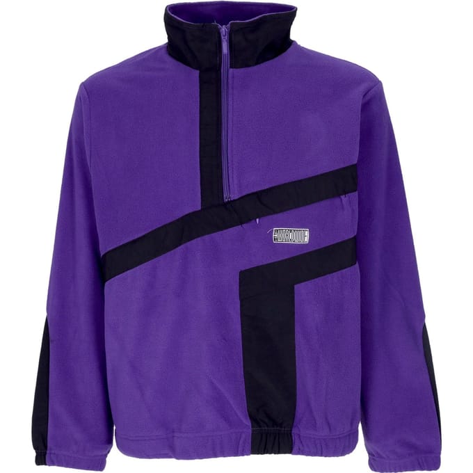 Range-sweatshirt van polarfleece voor heren met kwartrits en paarse col