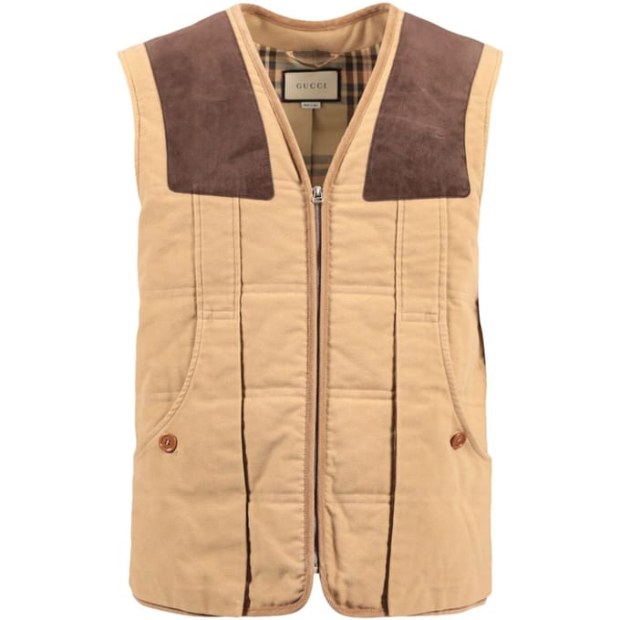 Gucci Moleskin Vest met Suède Details